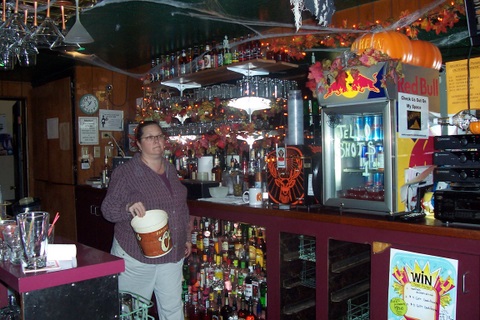 Max is back behind the bar grousing at me for taking her picture.