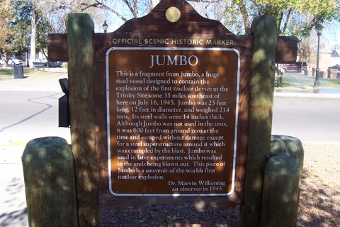 The atom bomb plack in downtown Socorro.
