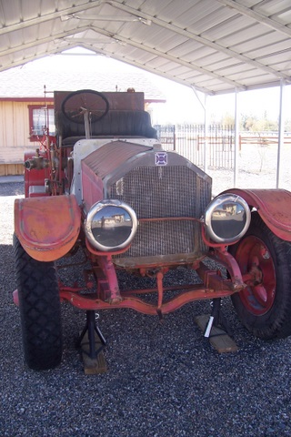 A touring car used during the campaign. There are some bullet holes in the side.