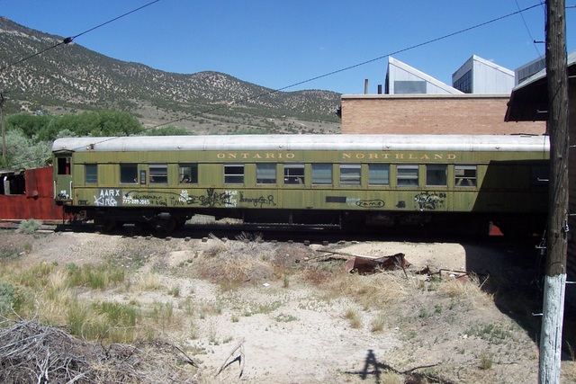 We pass one of the project cars in the train yard.