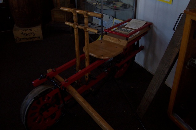 A rail hand cart invented here in Ely.